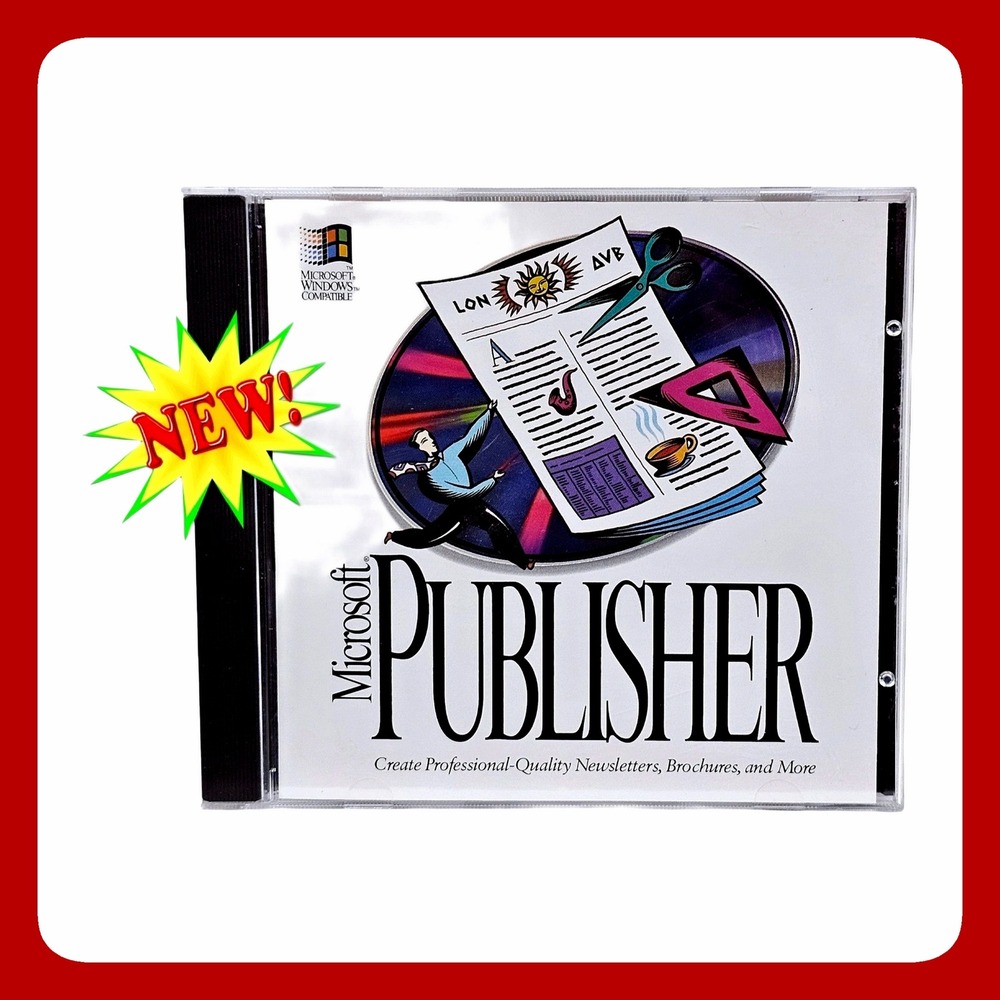 Microsoft Publisher 164-052-001 Windows PC CD-ROM Vintage 1993 Software EUC